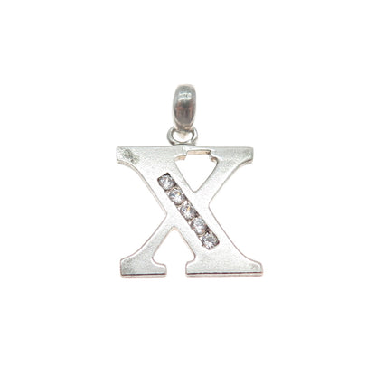 925 Sterling Silver Round-Cut C Z Letter X Minimalist Charm Pendant