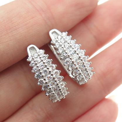 925 Sterling Silver Round-Cut C Z Sparkle Earrings