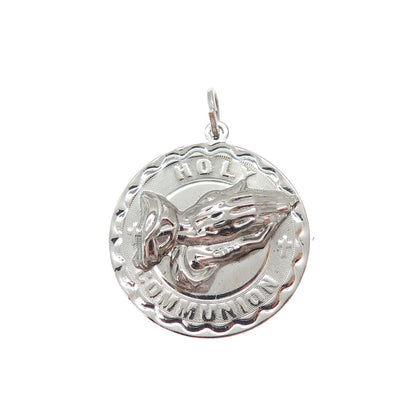 SPENCER 925 Sterling Silver Vintage Holy Communion Praying Hands Charm Pendant