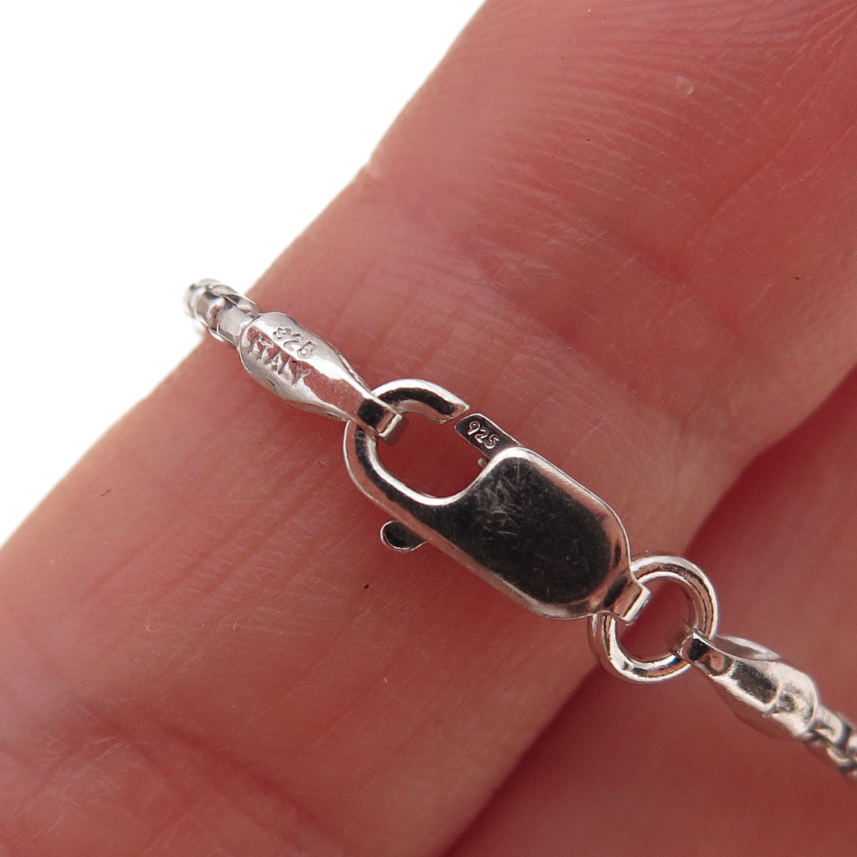 925 Sterling Silver Vintage Italy Round Box Chain Necklace 18"