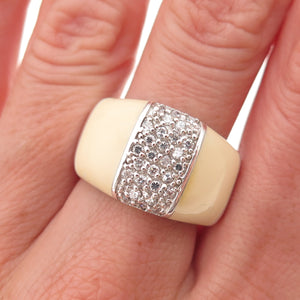 925 Sterling Silver Enamel & Round-Cut C Z Ring Size 7.75