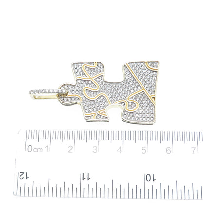 925 Sterling Silver Gold Plated Round-Cut Shaped C Z Puzzle Pendant