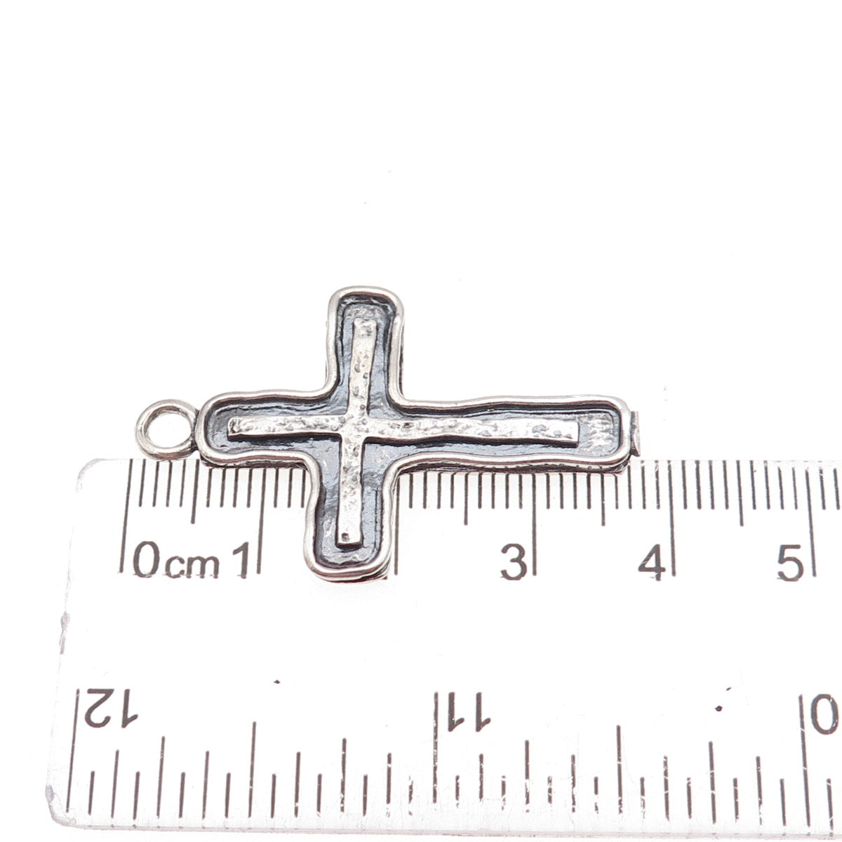 Or Paz PZ 925 Sterling Silver Vintage Israel Cross Oxidized Charm Pendant
