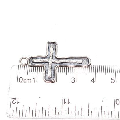 Or Paz PZ 925 Sterling Silver Vintage Israel Cross Oxidized Charm Pendant