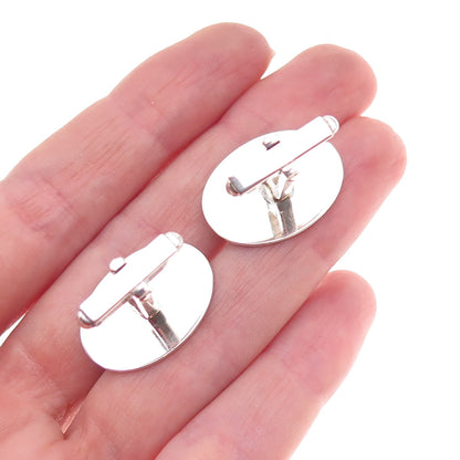 800 Silver Antique Art Deco Engraved Ornate Oval Cufflinks