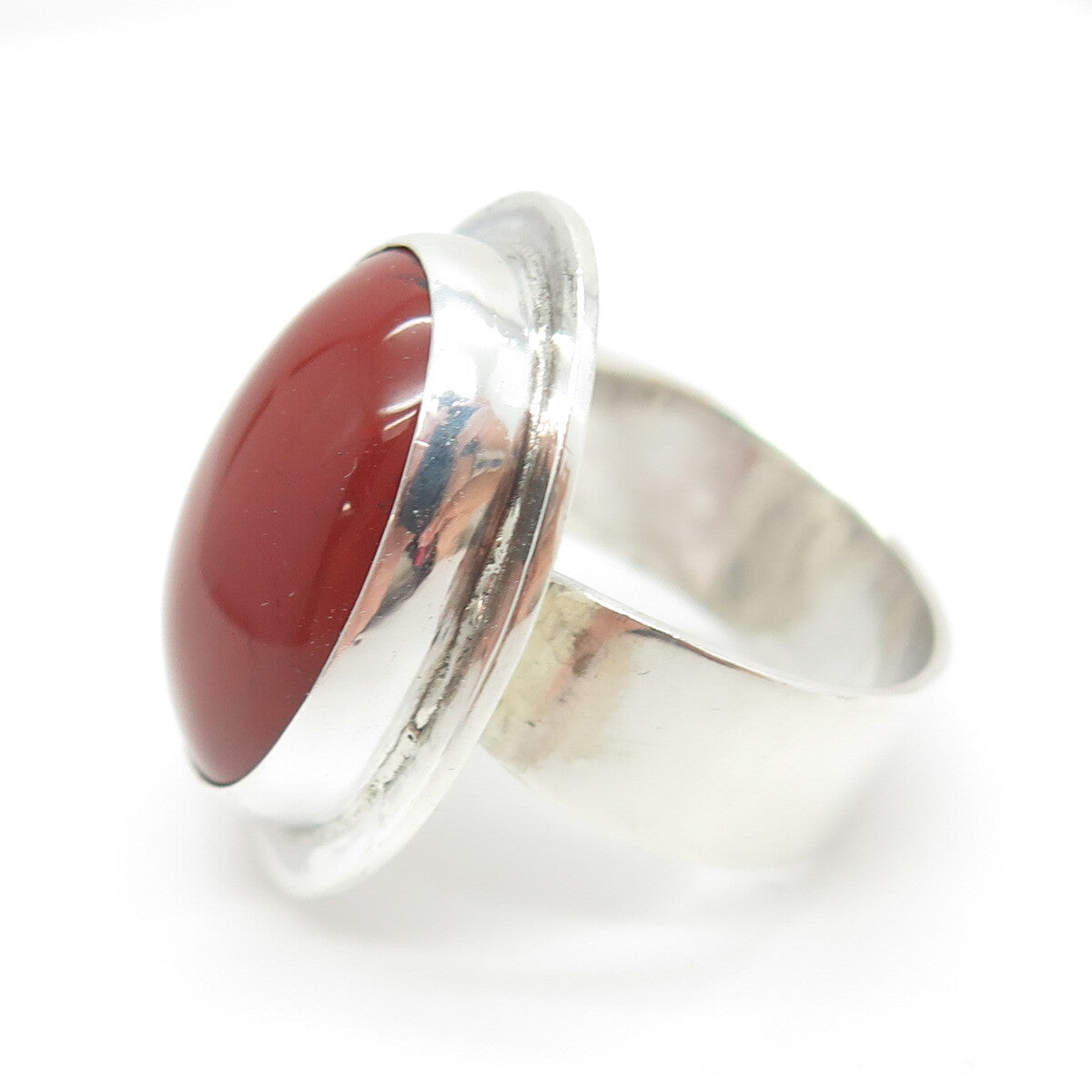 BY BEN 925 Sterling Silver Vintage Real Red Jasper Gemstone Ring Size 5.25