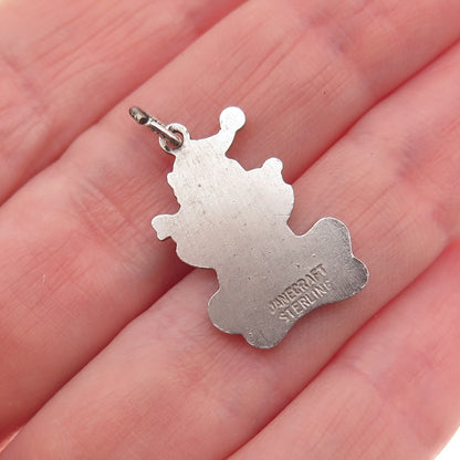 Danecraft 925 Sterling Silver Vintage Enamel Santa Ice Skate Mini Charm Pendant