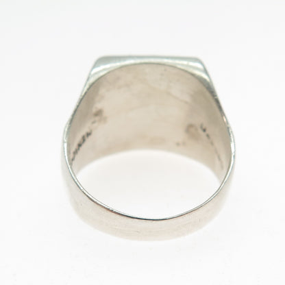 925 Sterling Silver Vintage Mexico Real Tiger Eye Modernist Ring Size 8.75