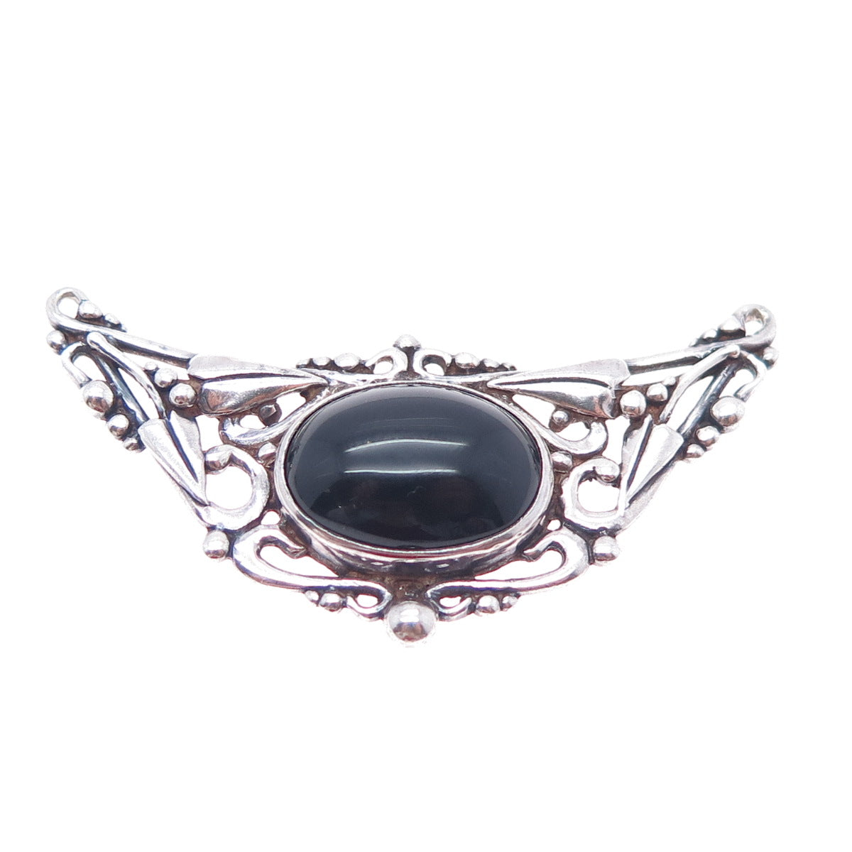 CHARLES A. HERBERT 925 Sterling Silver Vintage Black Onyx Centerpiece Pendant