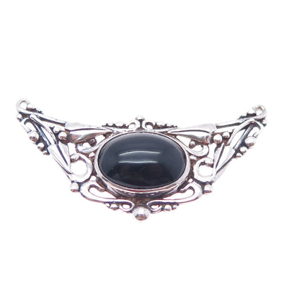 CHARLES A. HERBERT 925 Sterling Silver Vintage Black Onyx Centerpiece Pendant