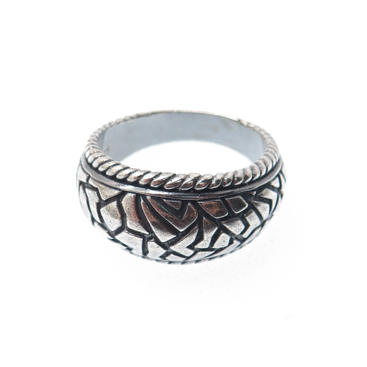 925 Sterling Silver Vintage BD Artisan Modernist Desert Oxidized Ring Size 11.5