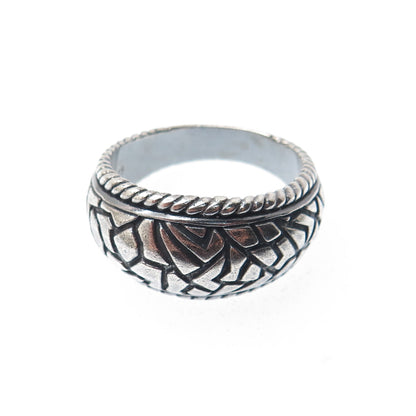 925 Sterling Silver Vintage BD Artisan Modernist Desert Oxidized Ring Size 11.5