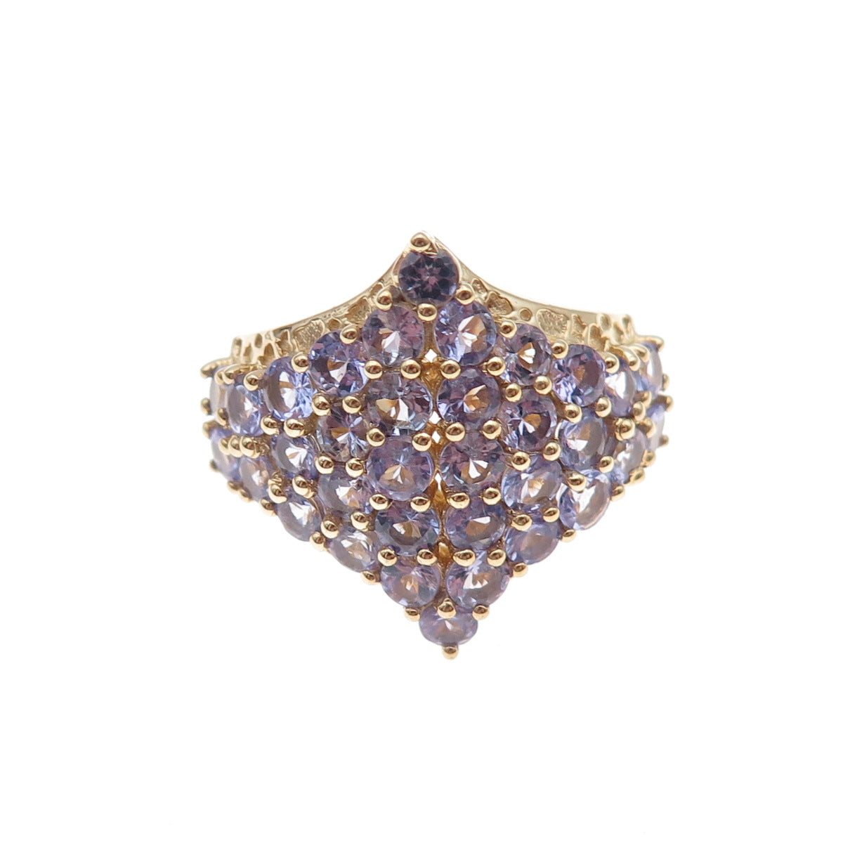 Chuck Clemency 925 Sterling Silver Gold Plated Real Tanzanite Ring Size 8