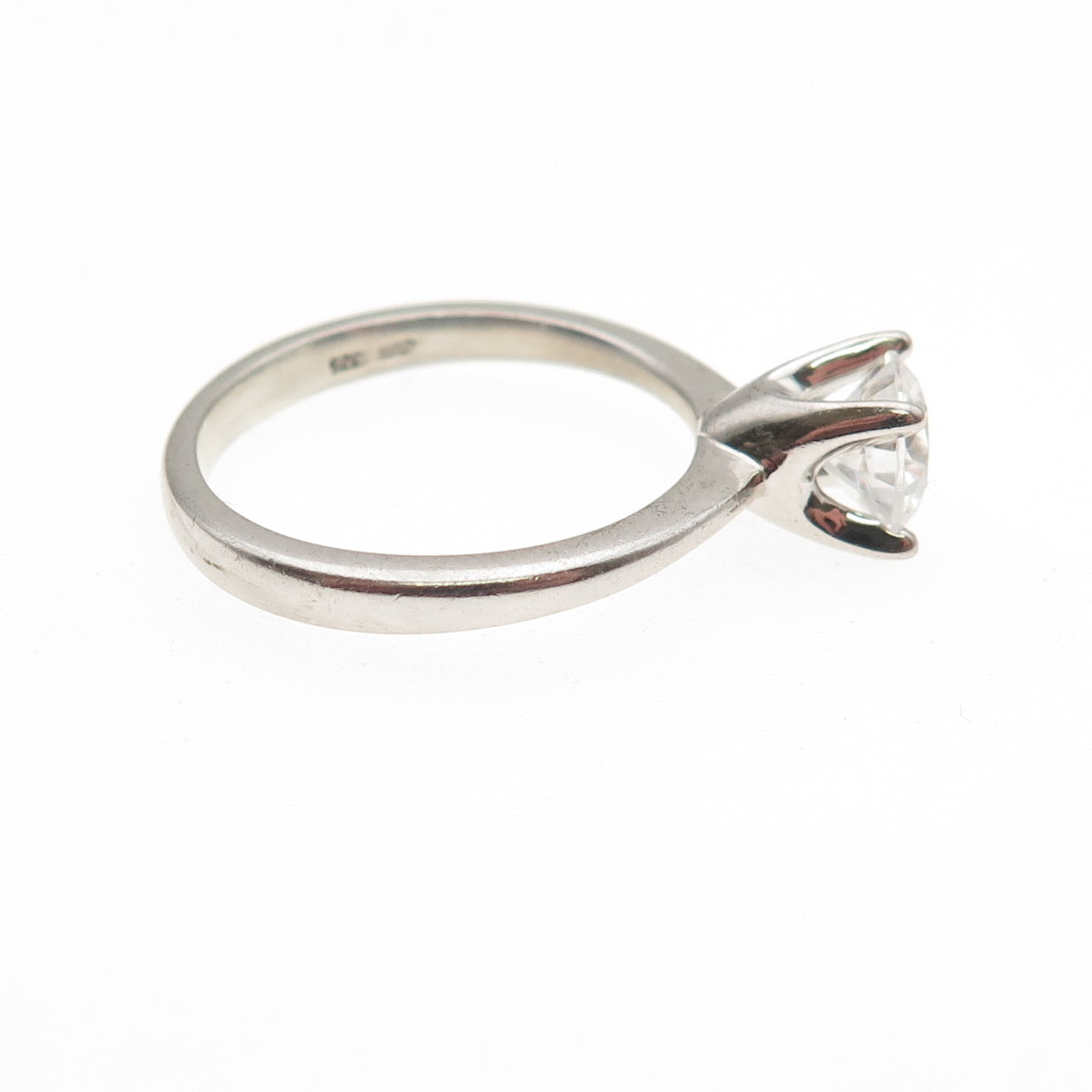 925 Sterling Silver Round-Cut C Z Engagement Ring Size 7