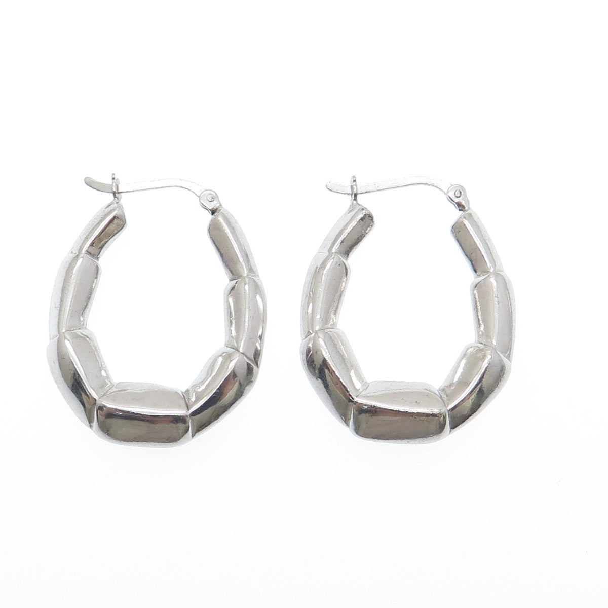 925 Sterling Silver Modernist Hoop Earrings