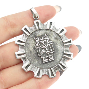 925 Sterling Silver Vintage Tribal Man Pendant