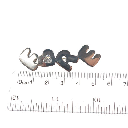 925 Sterling Silver Vintage Heart-Cut C Z Fore Pin Brooch