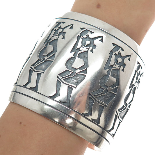 JERRY WHAGAD HONWYTEWA Old Pawn Sterling Silver Vintage Solid 174.7g Bracelet 8"