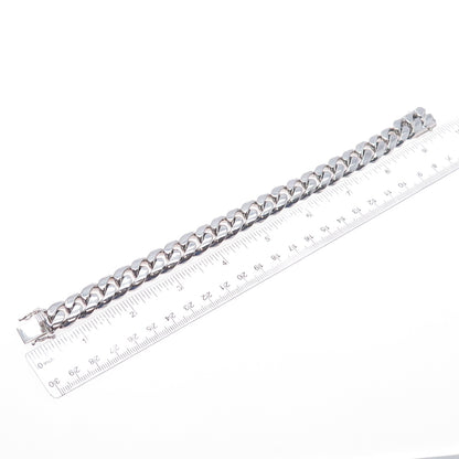 AMINOV 925 Sterling Silver Heavy 55.5g Hollow Cuban Link Bracelet 8.75"