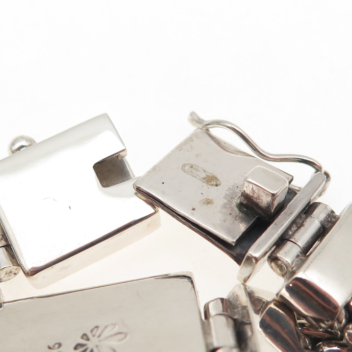 925 Sterling Silver Vintage Real Cabochon Larimar Panther Link Bracelet 7"