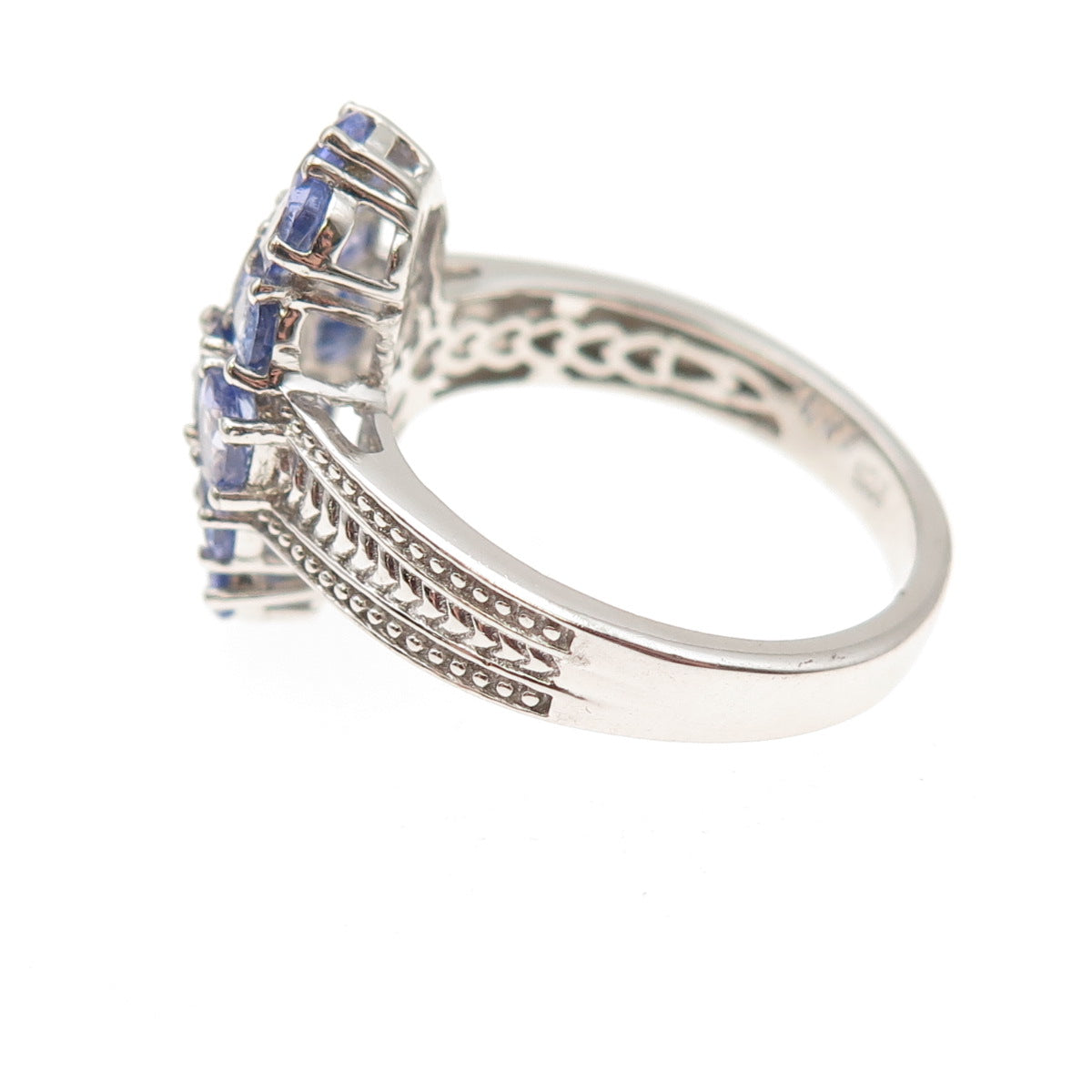 Chuck Clemency 925 Sterling Silver Real Tanzanite Cluster Ring Size 8.25