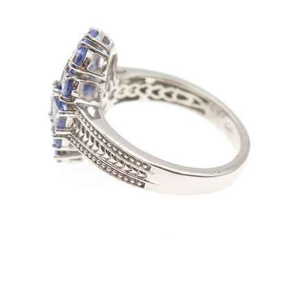 Chuck Clemency 925 Sterling Silver Real Tanzanite Cluster Ring Size 8.25