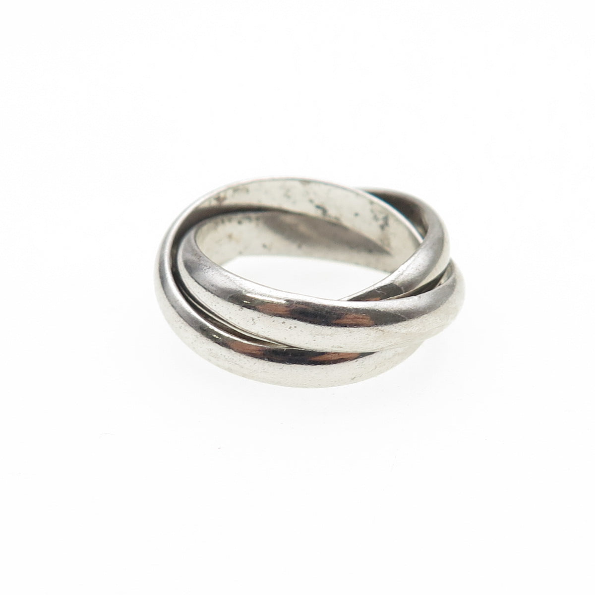 925 Sterling Silver Vintage Italy Interlocked Trinity Band Ring Size 4.75