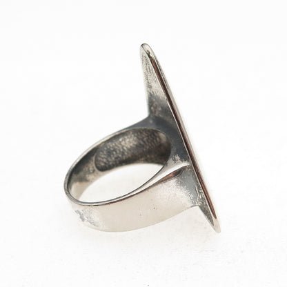 925 Sterling Silver Vintage Modernist Triangle Oxidized Ring Size 7.25