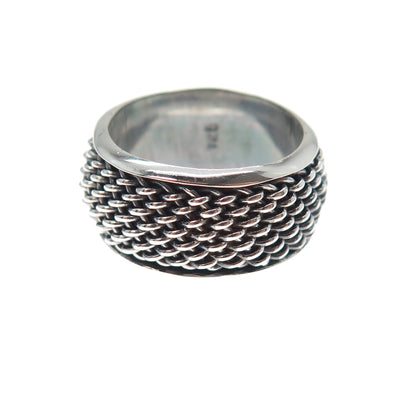 925 Sterling Silver Vintage Mesh Oxidized Band Ring Size 6.5
