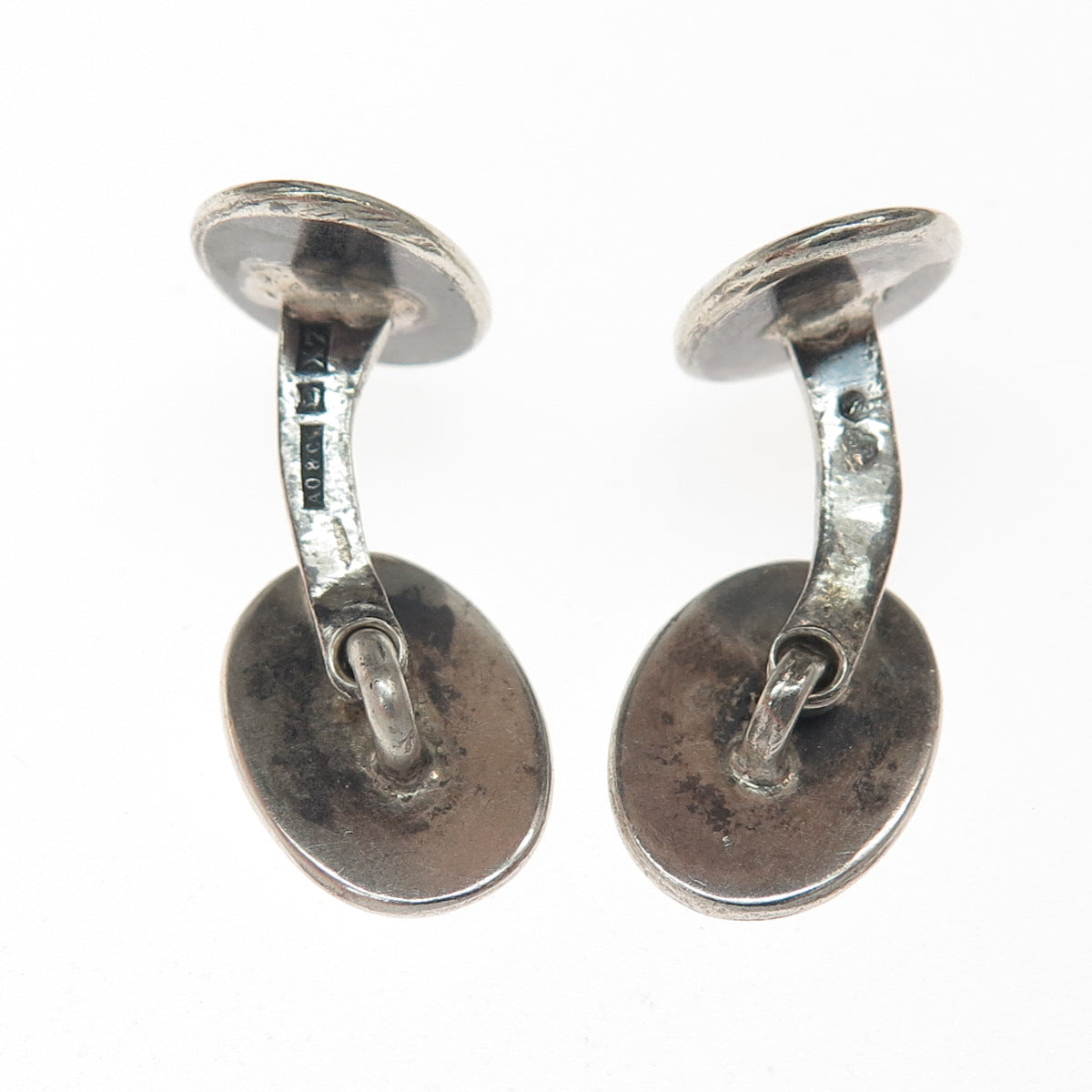 AO & CO. 925 Sterling Silver Antique 1924 Sweden Engraved LA Monogram Cufflinks