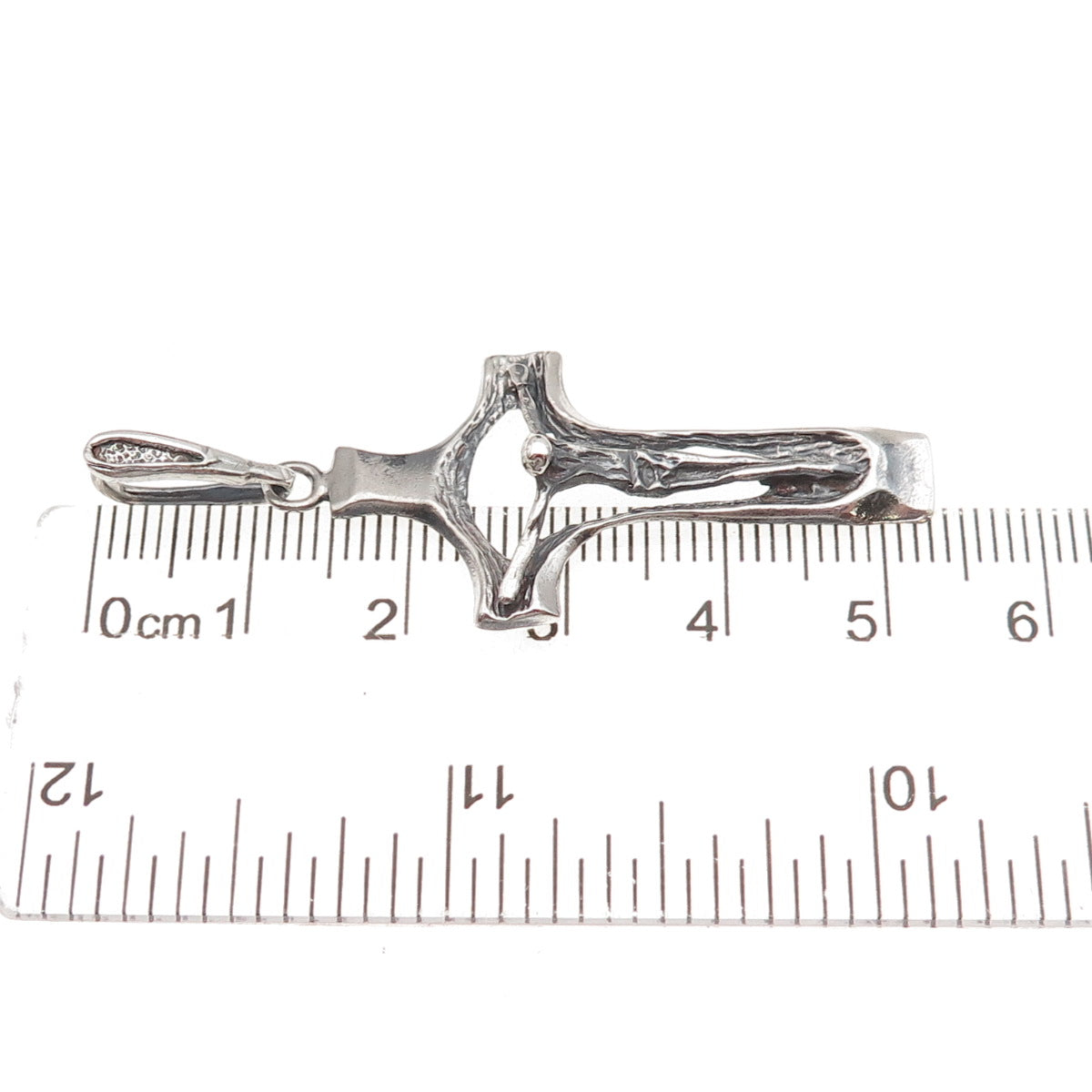 925 Sterling Silver Vintage Crucifix Cross Oxidized Charm Pendant