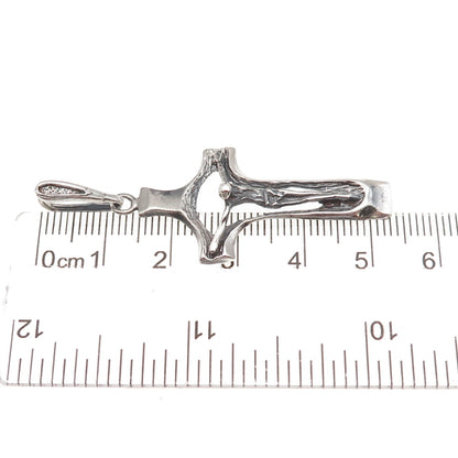 925 Sterling Silver Vintage Crucifix Cross Oxidized Charm Pendant