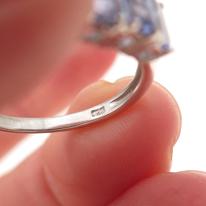 Chuck Clemency 925 Sterling Silver Real Emerald-Cut Tanzanite Ring Size 8