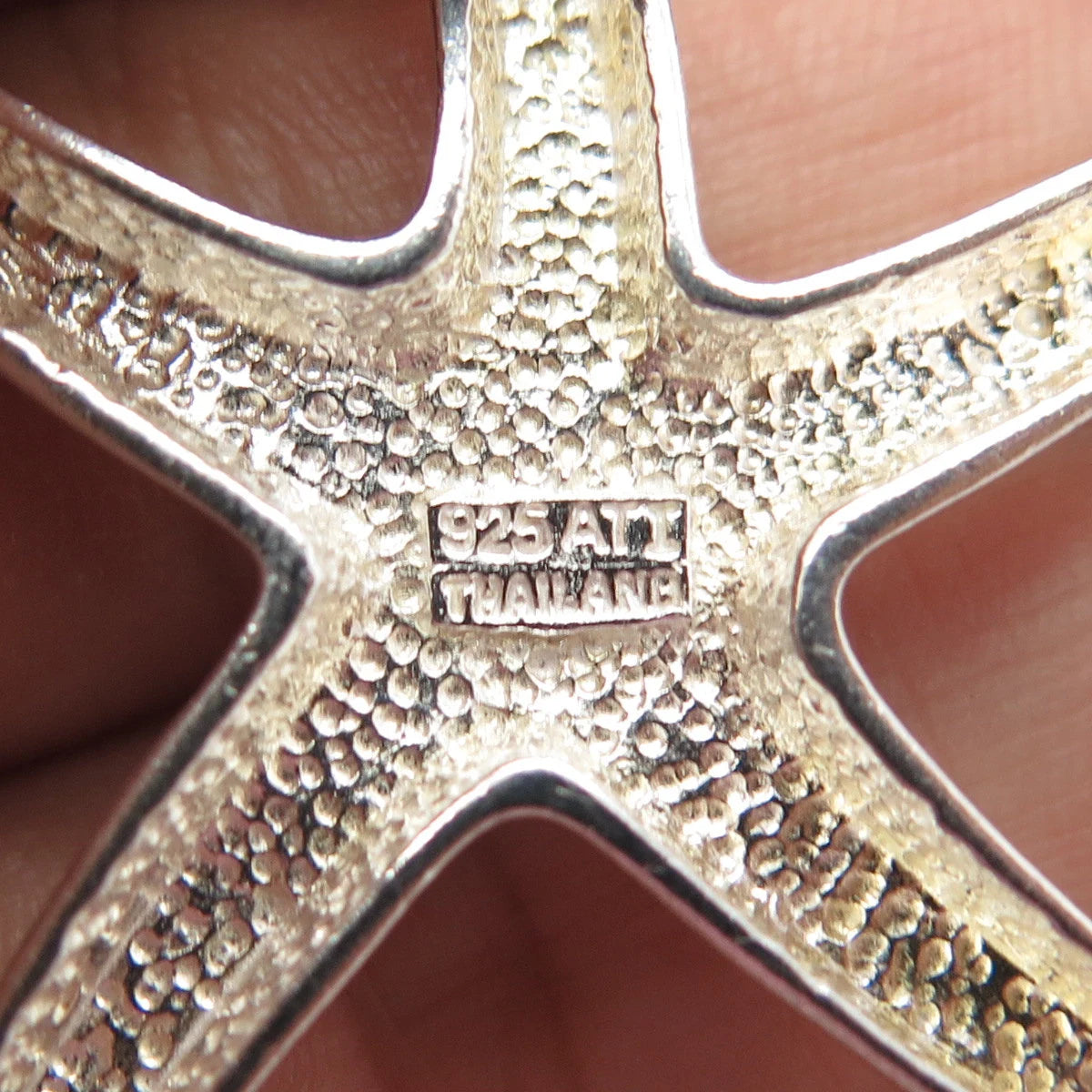 925 Sterling Silver Vintage Starfish Slide Pendant