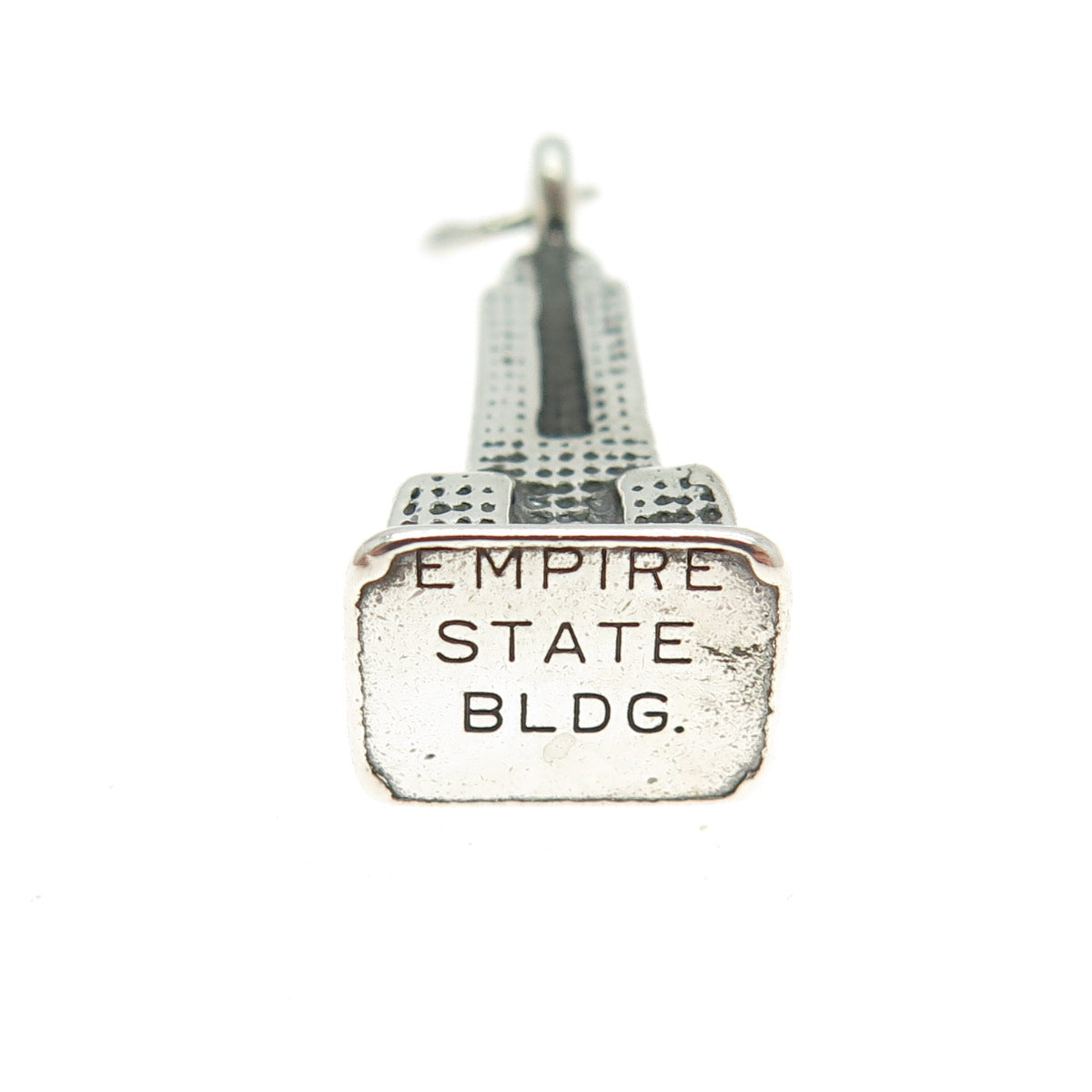 925 Sterling Silver Vintage Empire State Building Minimalist 3D Charm Pendant