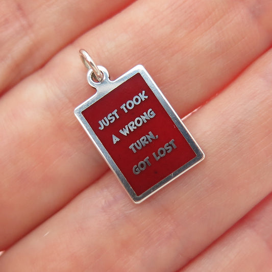 925 Sterling Silver Enamel Just Took A Wrong Turn, Got Lost Minimalist Pendant
