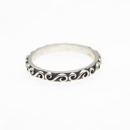 925 Sterling Silver Vintage Swirl Stackable Oxidized Band Ring Size 5.5