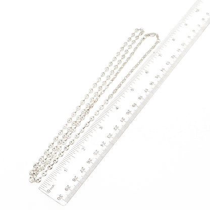 925 Sterling Silver Vintage Italy Anchor Mariner Chain Necklace 32"