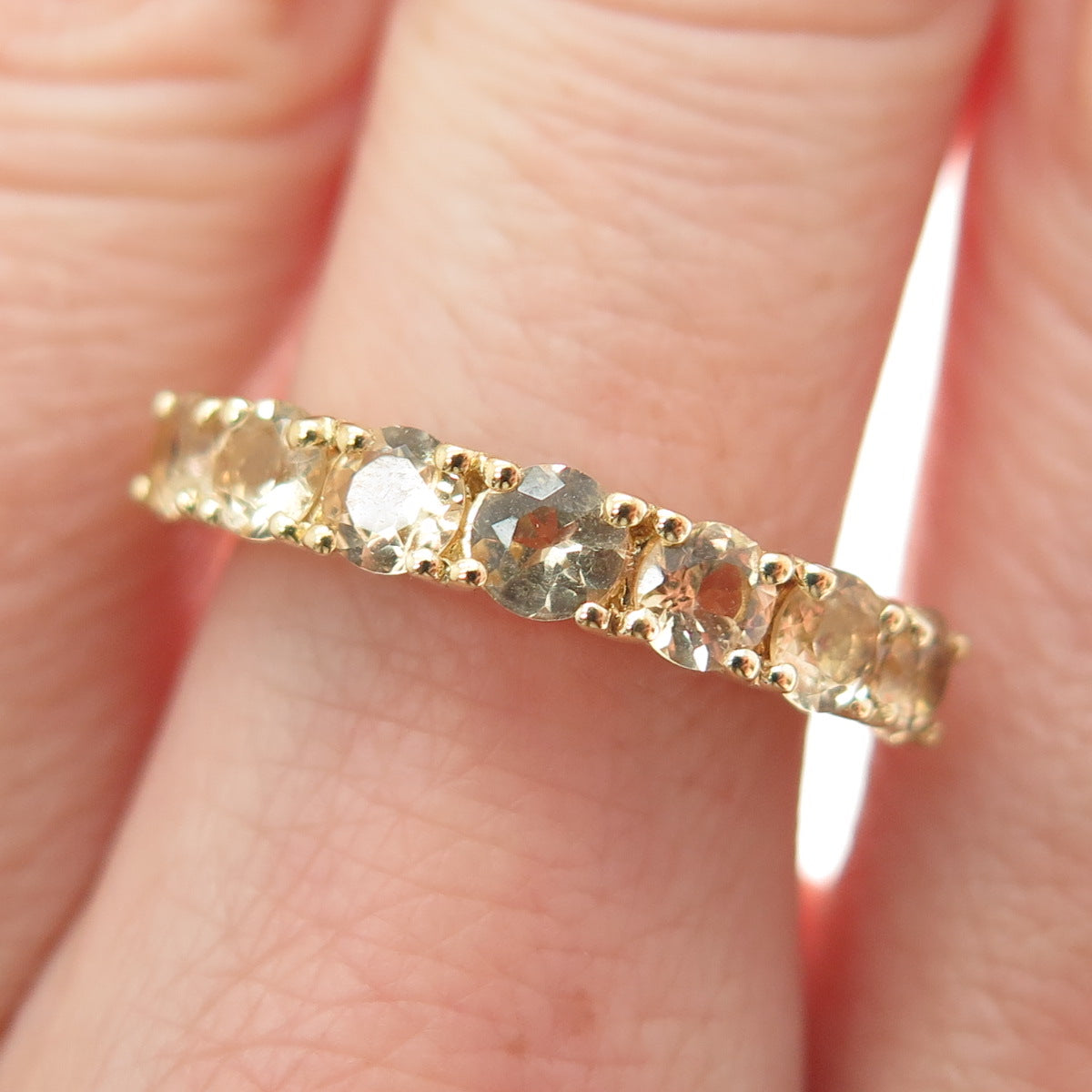 CHUCK CLEMENCY 925 Sterling Silver Gold Plated Real Yellow Topaz Ring Size 6.25