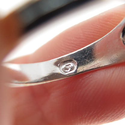 925 Sterling Silver 2-Tone Vintage Modernist Wave Ring Size 7