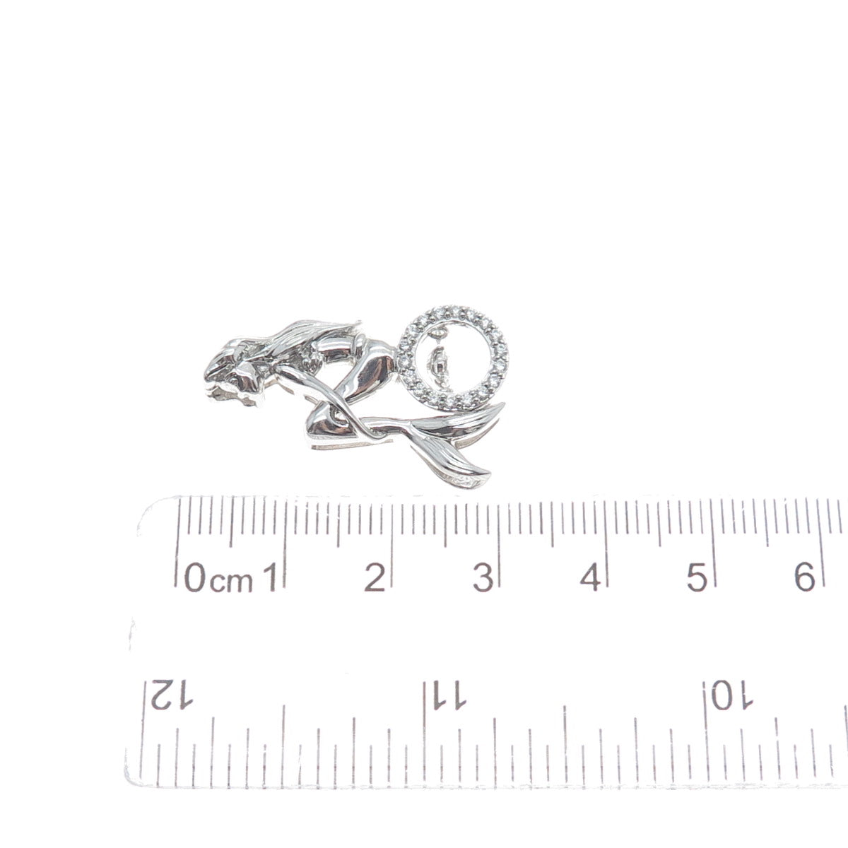 925 Sterling Silver Round-Cut Shaped C Z Mermaid Slide Pendant