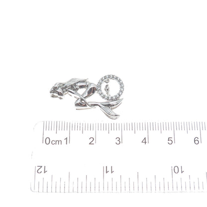 925 Sterling Silver Round-Cut Shaped C Z Mermaid Slide Pendant