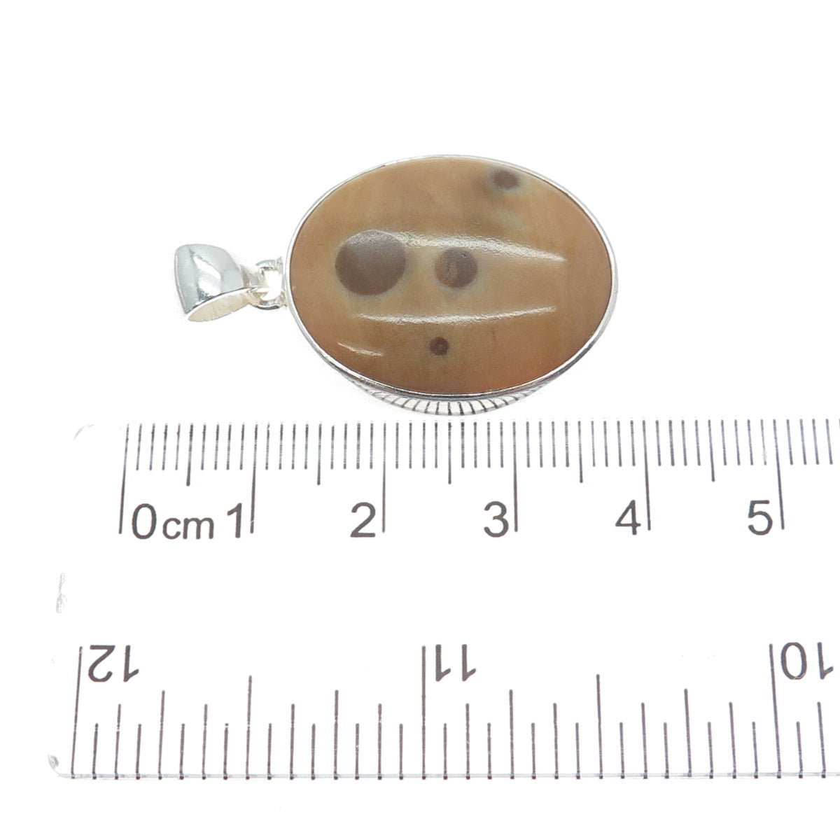 925 Sterling Silver Vintage Real Polka Dot Ocean Jasper Oval Charm Pendant