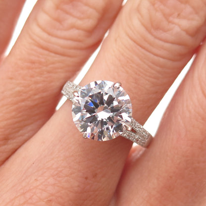 Stauer 925 Sterling Silver Round-Cut C Z Engagement Ring Size 8