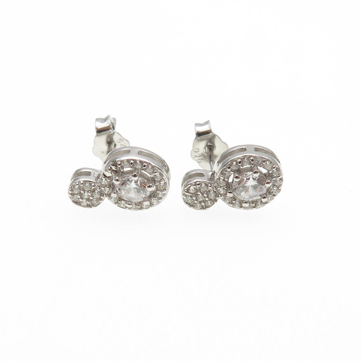 925 Sterling Silver Round-Cut C Z Sparkle Drop Earrings