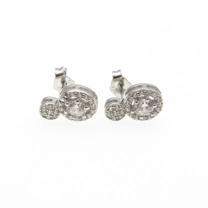 925 Sterling Silver Round-Cut C Z Sparkle Drop Earrings