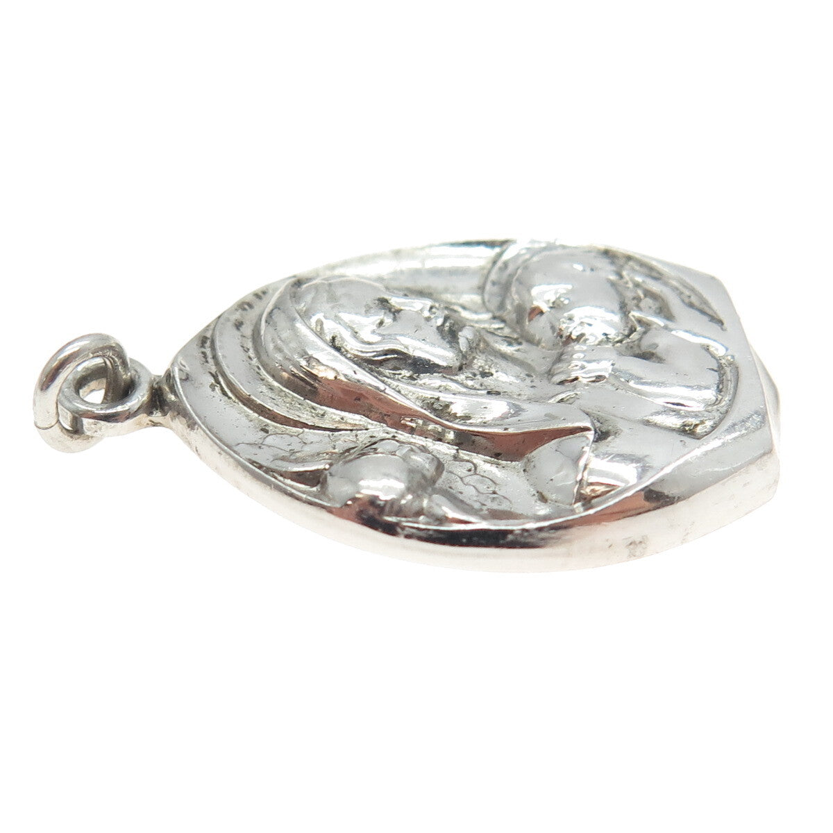 THE THOMAE CO. 925 Sterling Silver Antique Art Deco St. Mary Baby Jesus Pendant