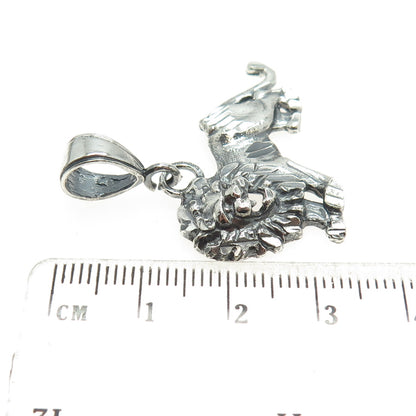 925 Sterling Silver Vintage Lion Oxidized Pendant