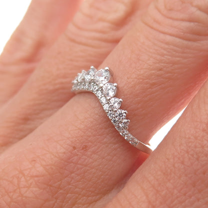 925 Sterling Silver Round-Cut C Z Tiara Ring Size 7