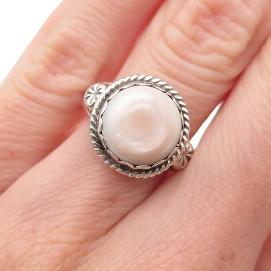 Old Pawn 925 Sterling Silver Vintage Southwestern MOP Tribal Ring Size 6